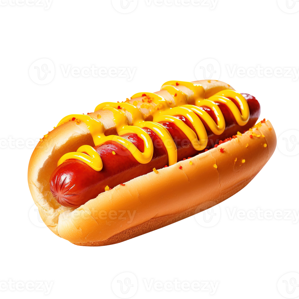 chaud chien avec moutarde et ketchup, établi avec génératif ai png