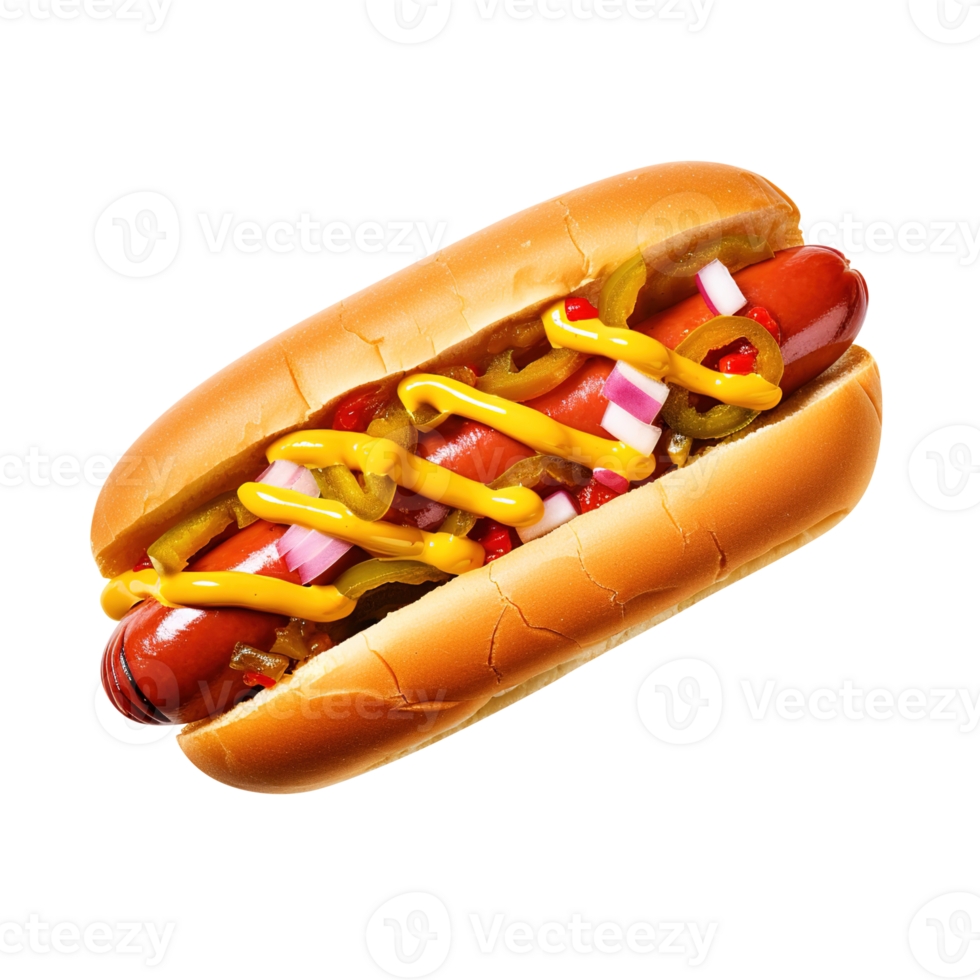 Hot dog with mustard and ketchup, created with png