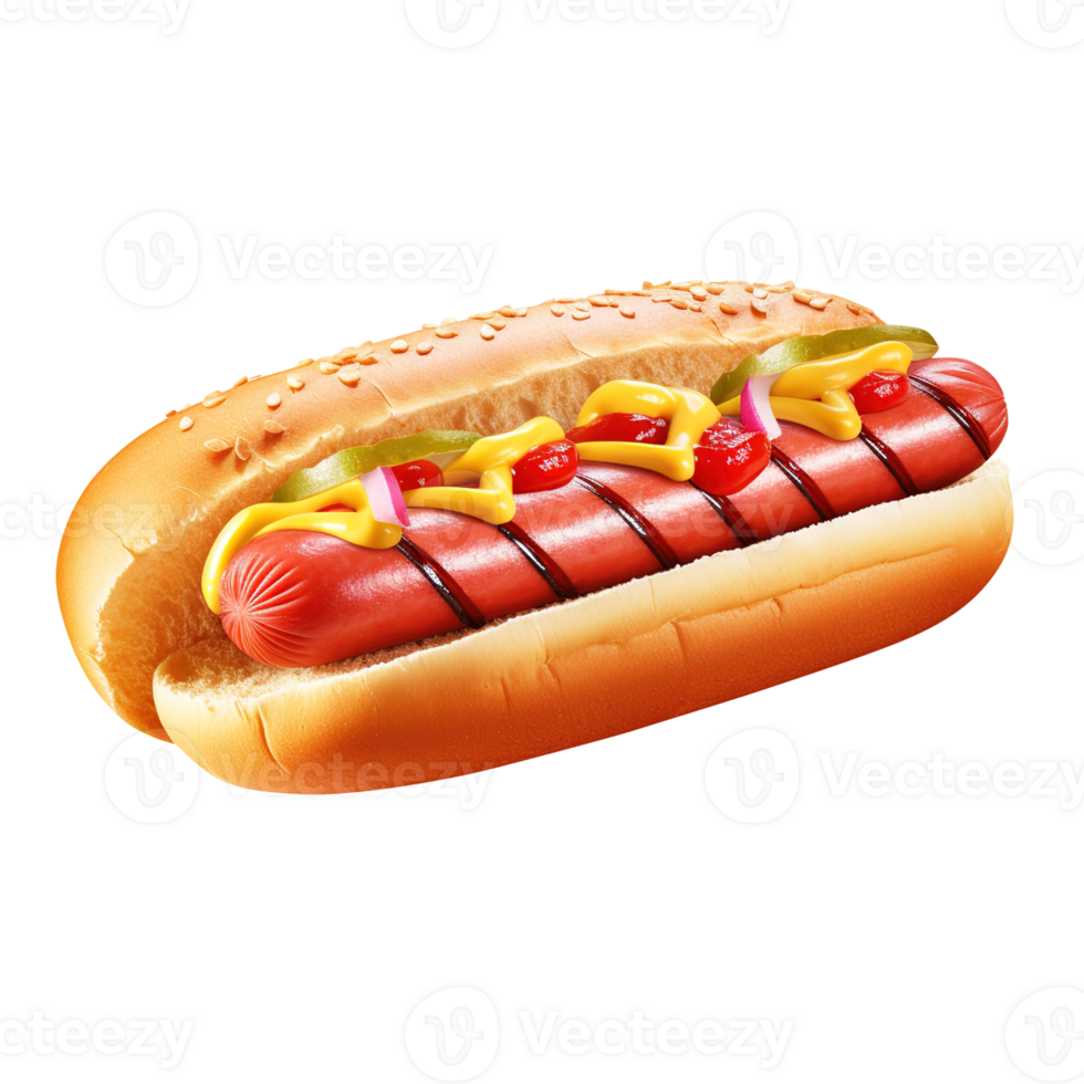 quente cachorro com mostarda e ketchup, criada com generativo ai png