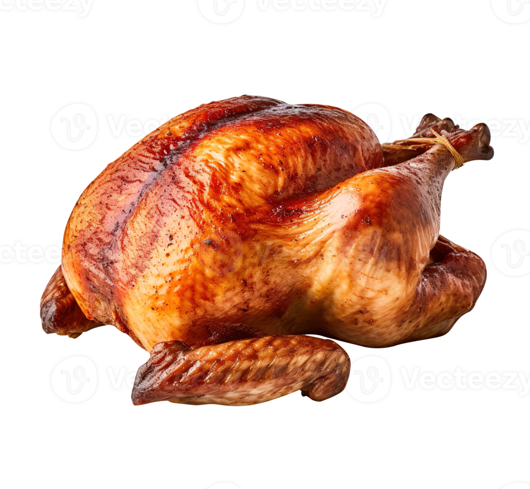 savoureux délicieux rôti entier poulet, établi avec génératif ai png