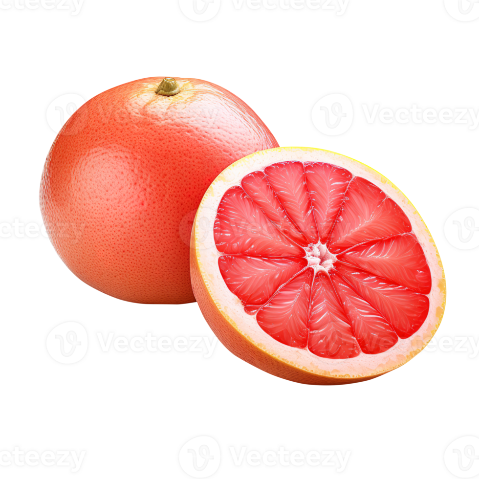Delicious grapefruit with leaves slice, created with png