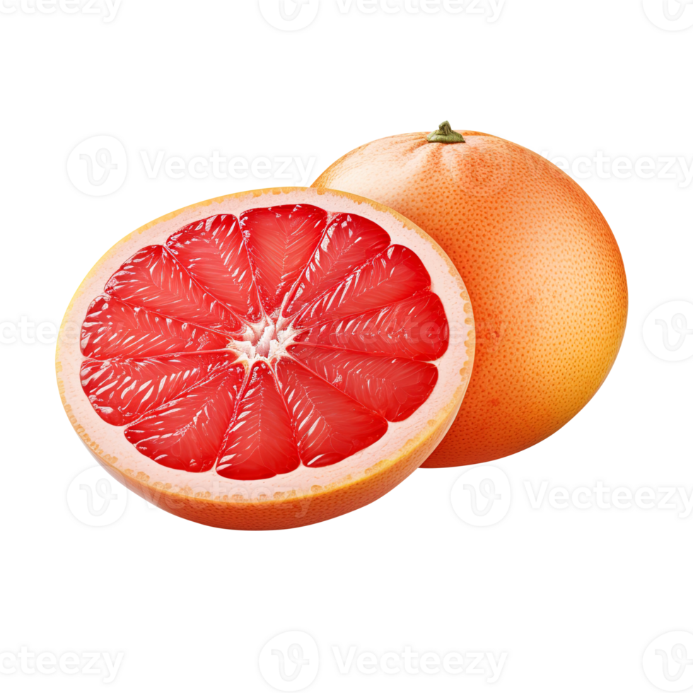 Delicious grapefruit with leaves slice, created with png