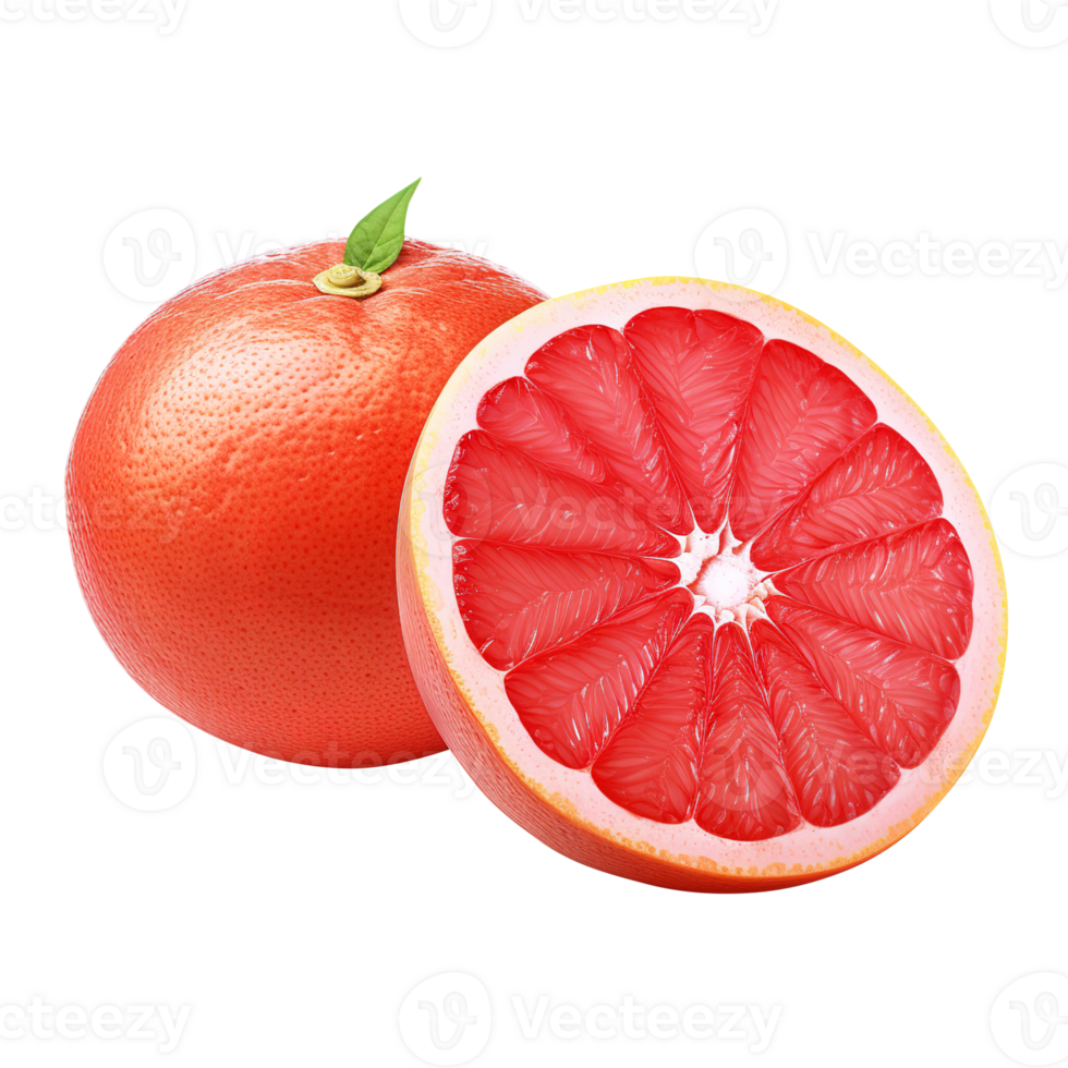 Delicious grapefruit with leaves slice, created with png