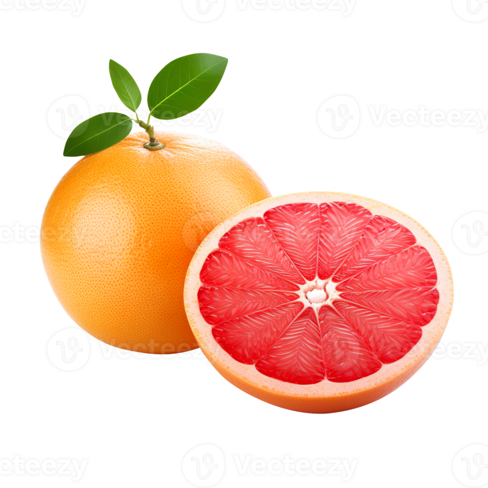 Delicious grapefruit with leaves slice, created with png