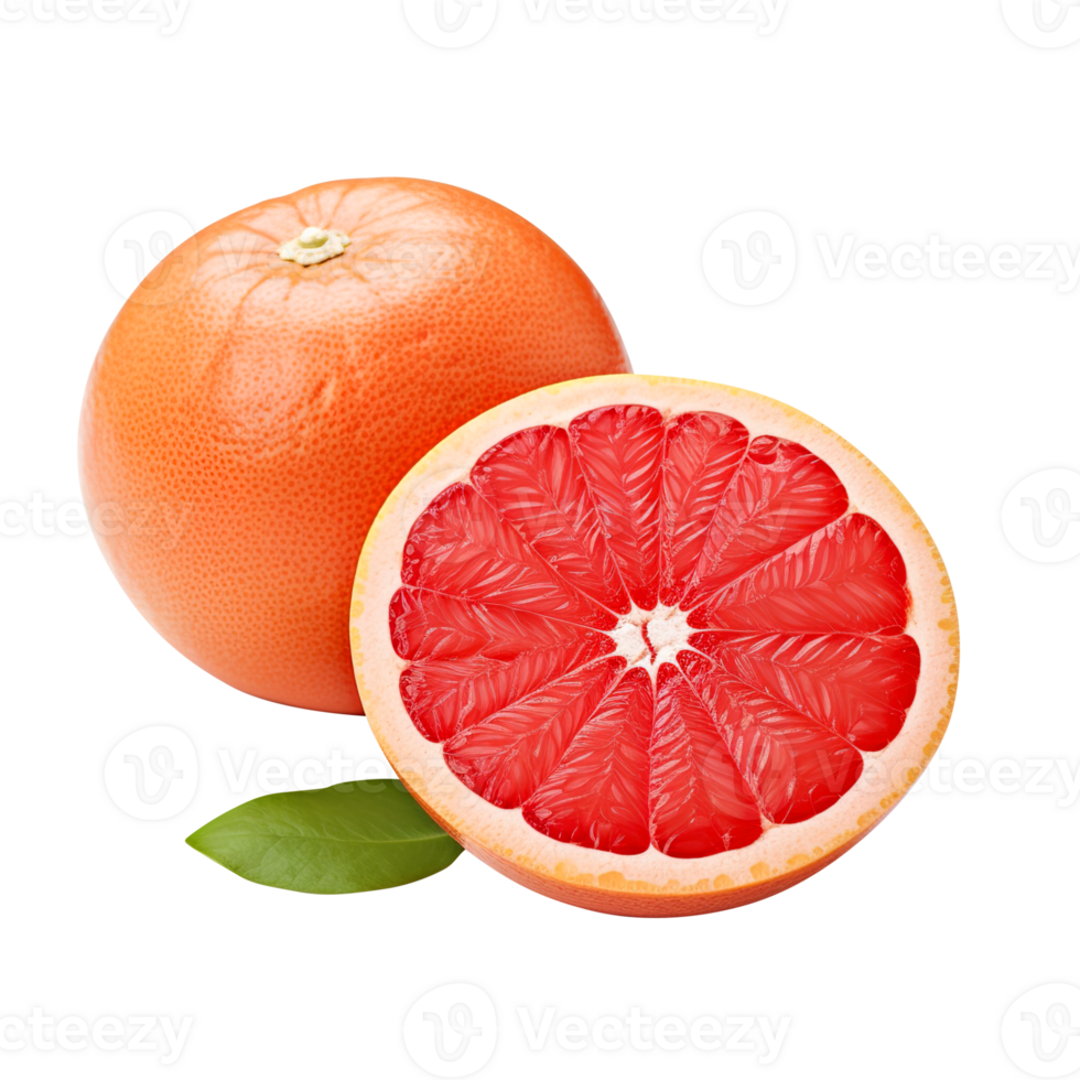 Delicious grapefruit with leaves slice, created with png