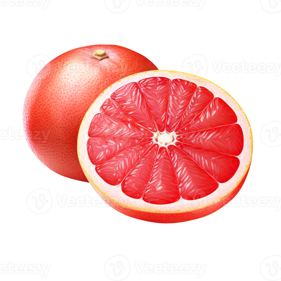 Delicious grapefruit with leaves slice, created with png