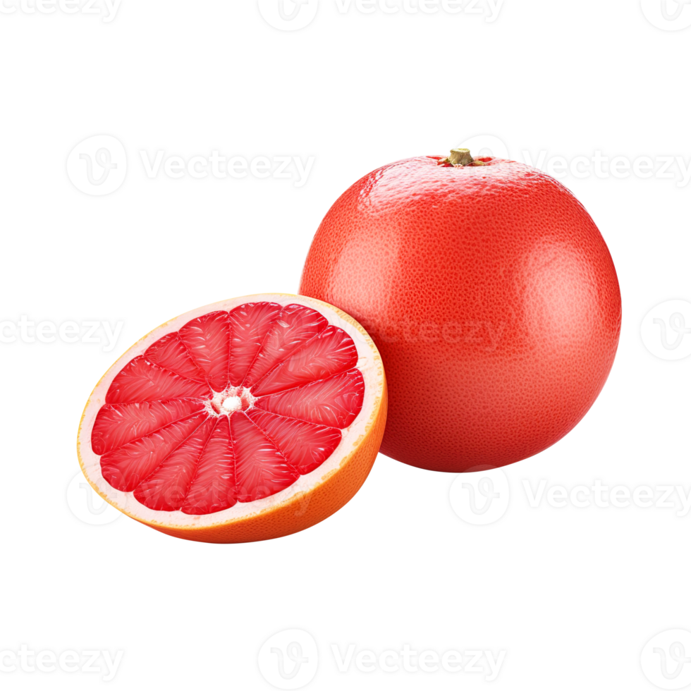 Delicious grapefruit with leaves slice, created with Generative AI png