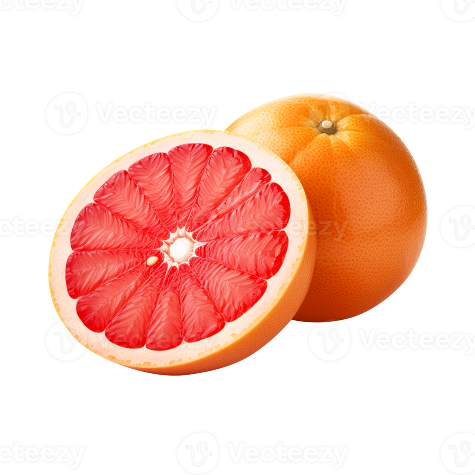 Delicious grapefruit with leaves slice, created with png