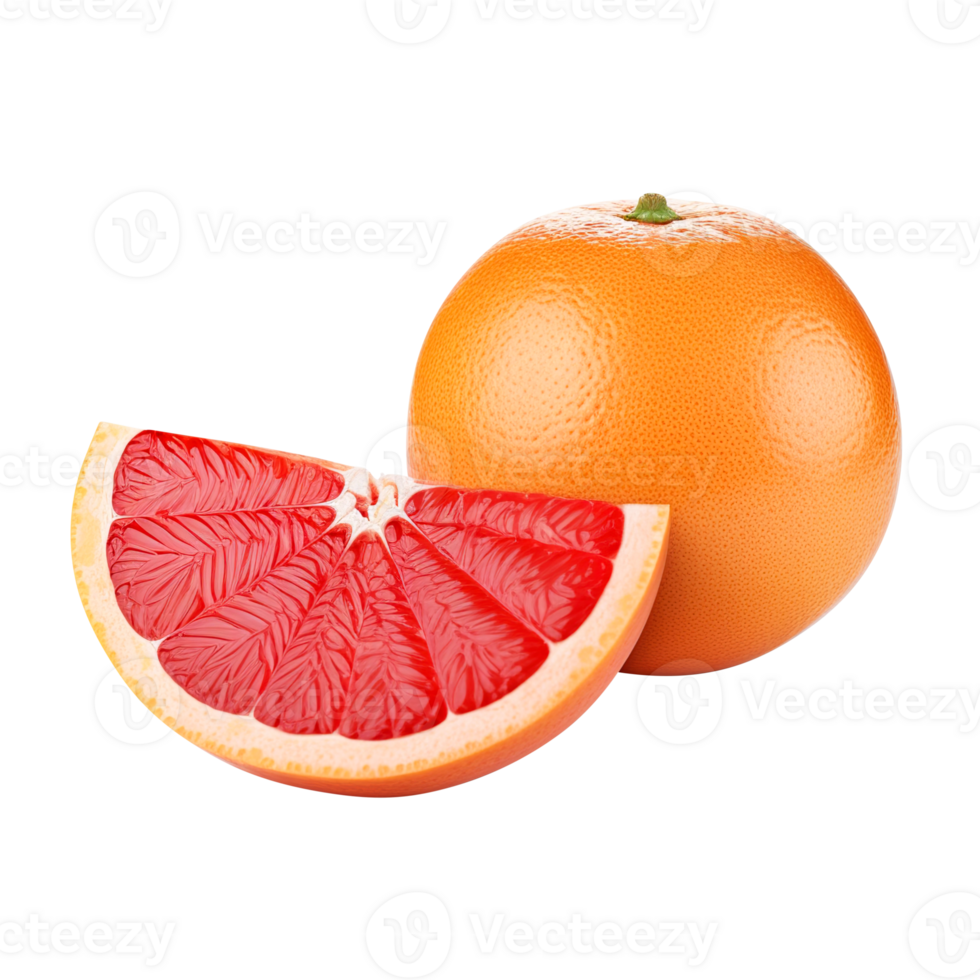 Delicious grapefruit with leaves slice, created with png