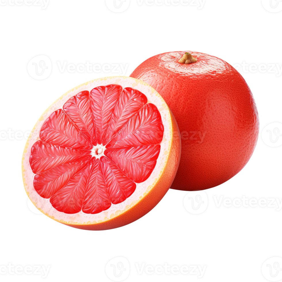 Delicious grapefruit with leaves slice, created with png