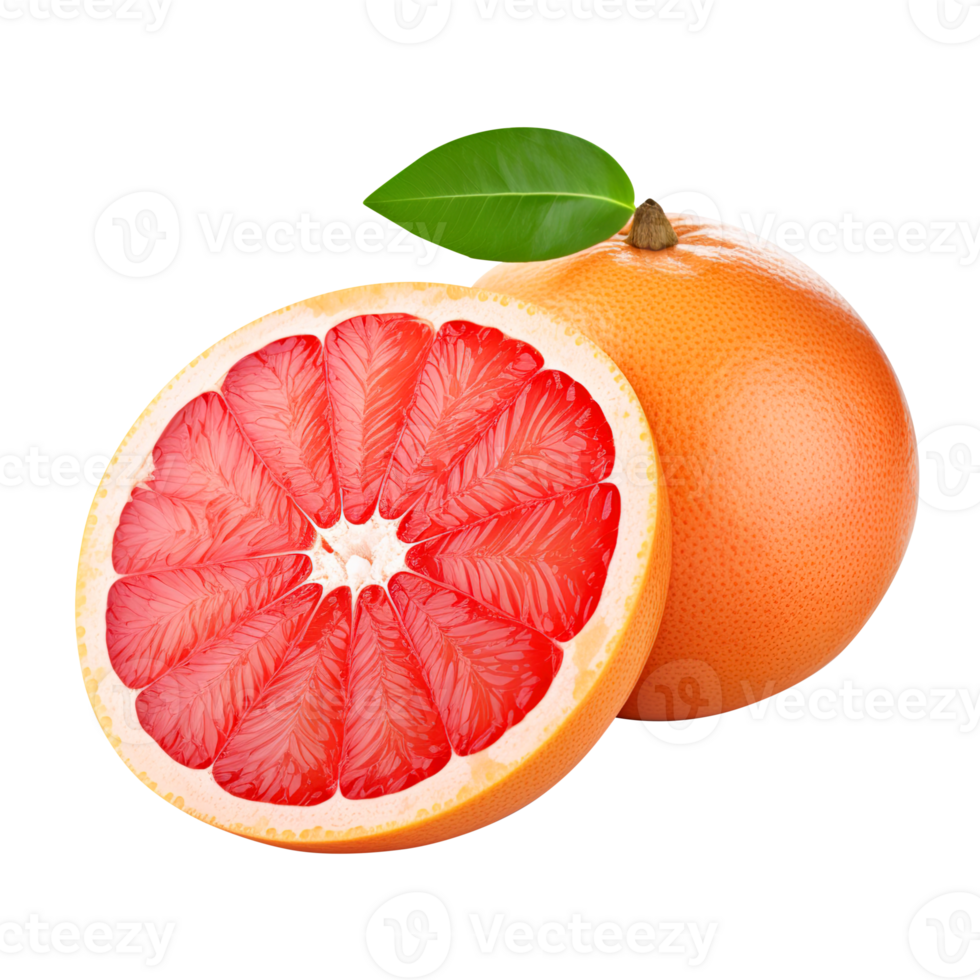 Delicious grapefruit with leaves slice, created with png