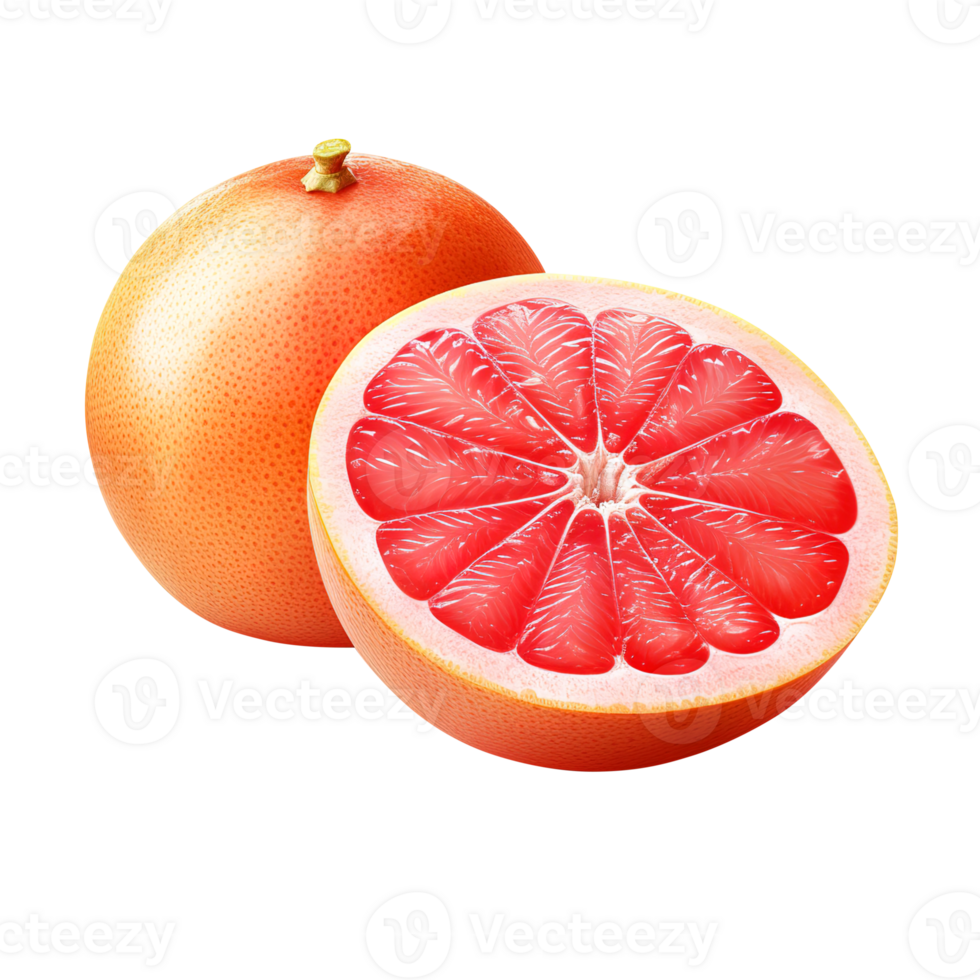 Delicious grapefruit with leaves slice, created with png