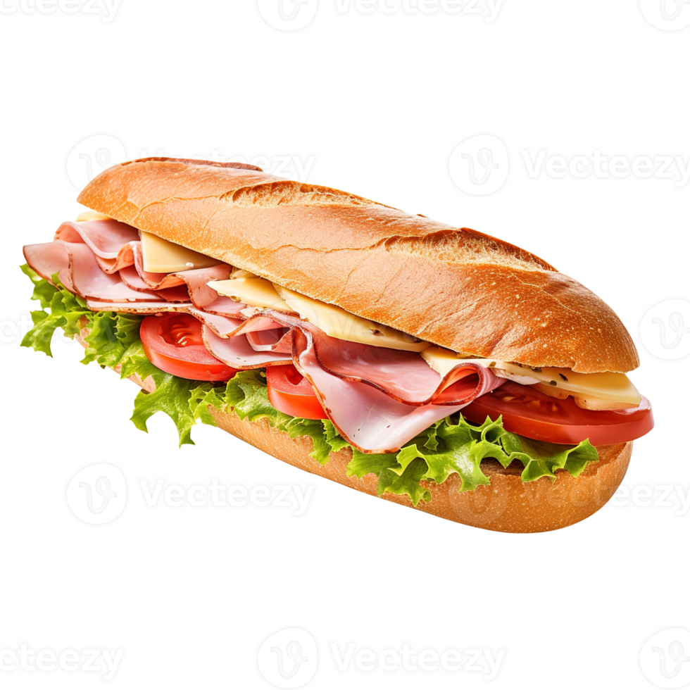 Sandwich with ham and vegetables, created with png