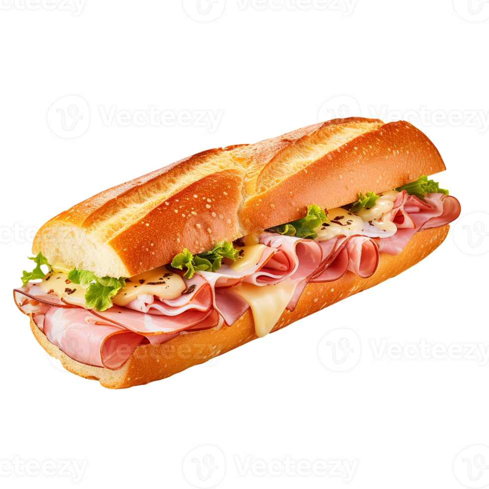 Sandwich with ham and vegetables, created with png