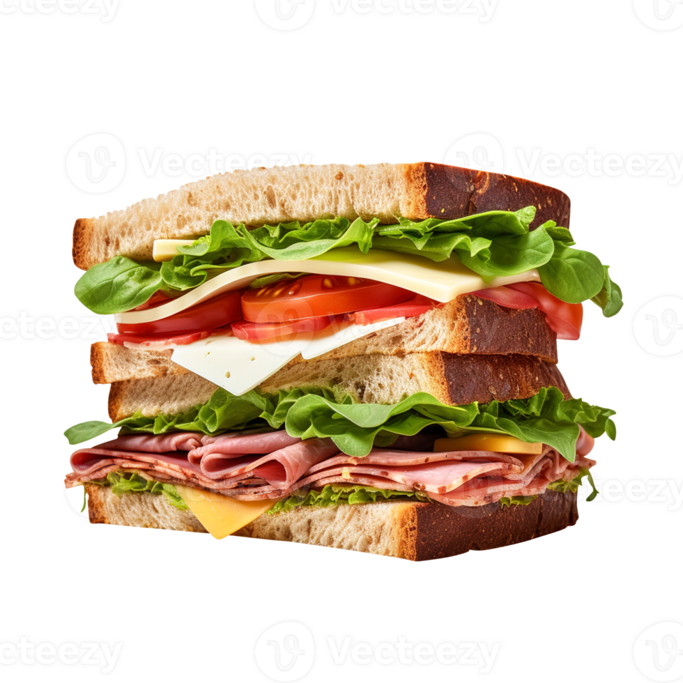Sandwich with ham and vegetables, created with png