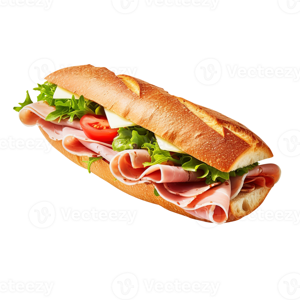 Sandwich with ham and vegetables, created with png