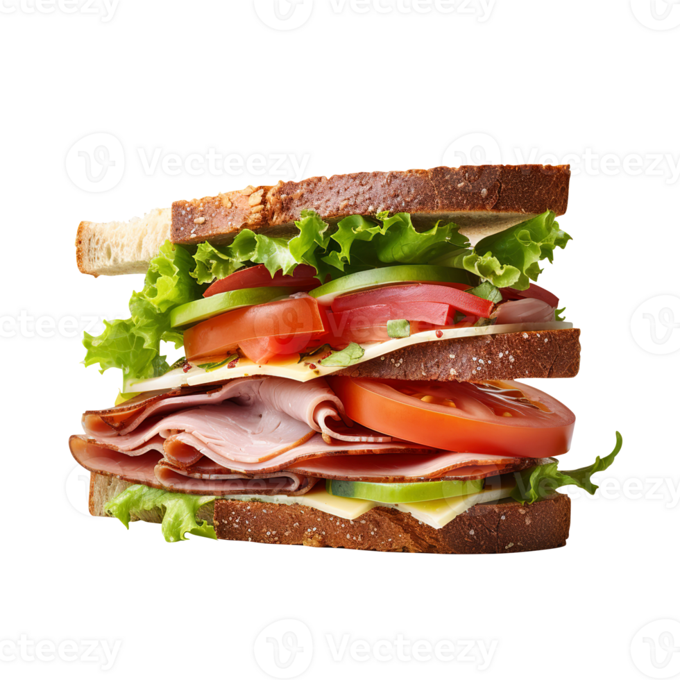 sanduíche com presunto e vegetais, criada com generativo ai png