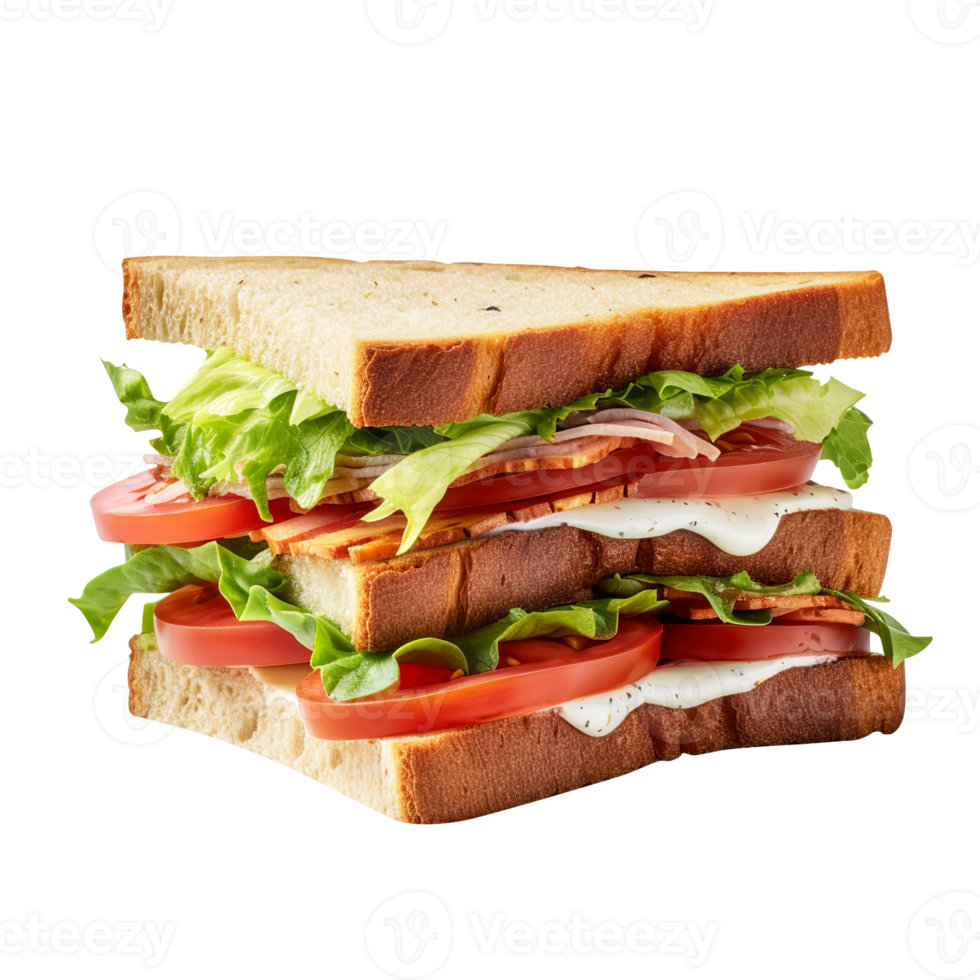 Sandwich with ham and vegetables, created with png