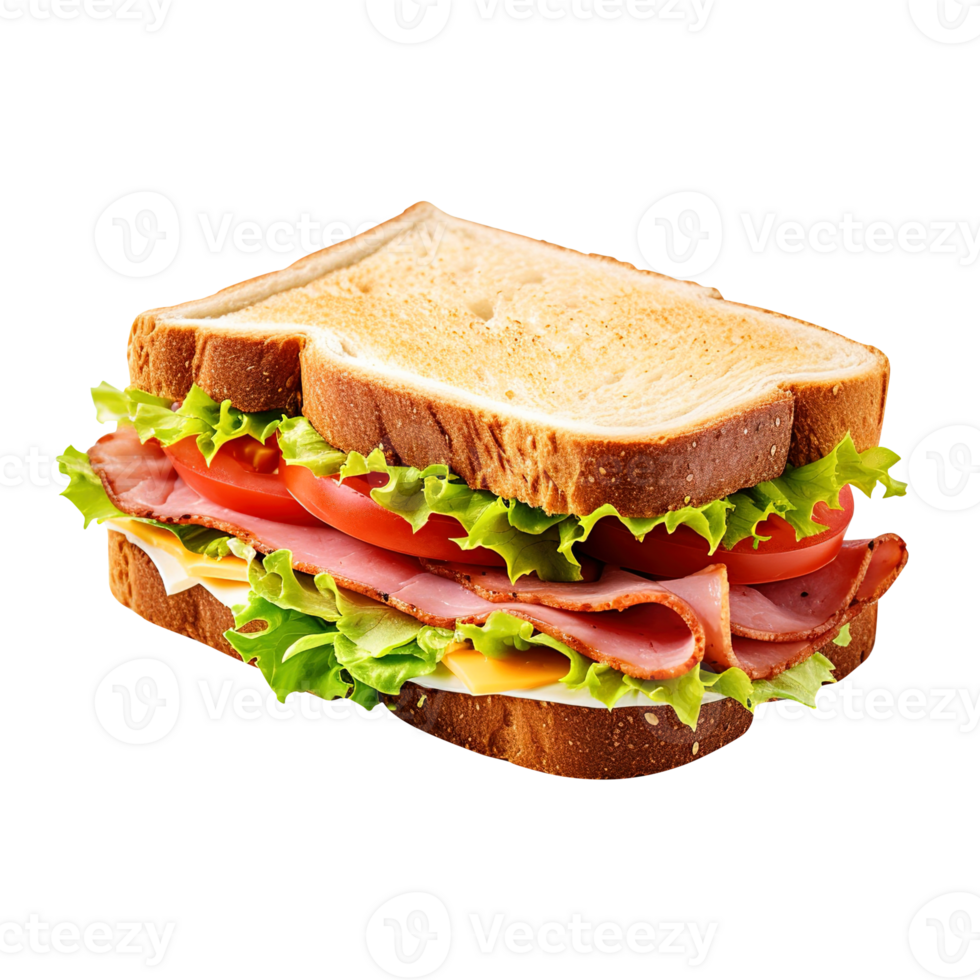 Sandwich with ham and vegetables, created with png