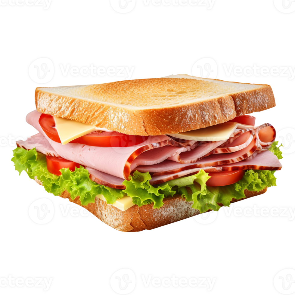 Sandwich with ham and vegetables, created with png