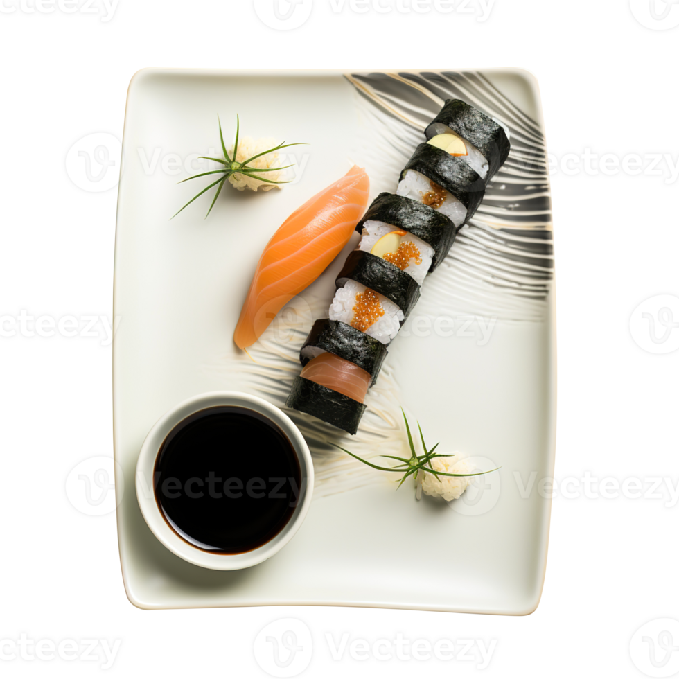 Plate of Sushi, created with Generative AI png