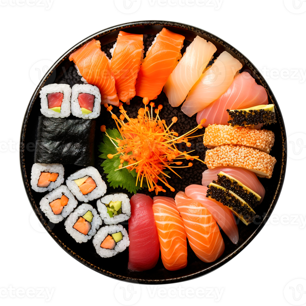 Plate of Sushi, created with Generative AI png