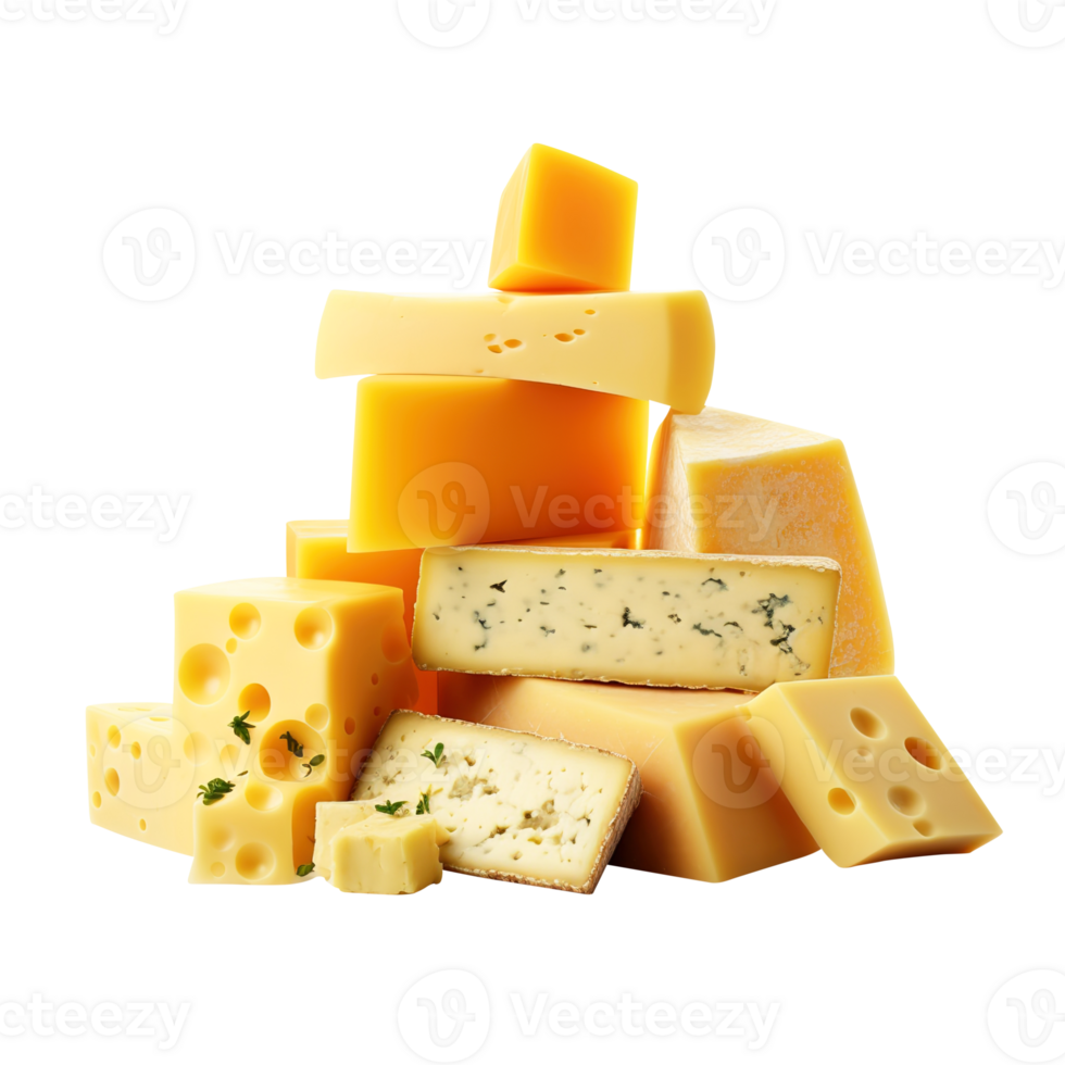 Pieces of cheese, created with Generative AI png