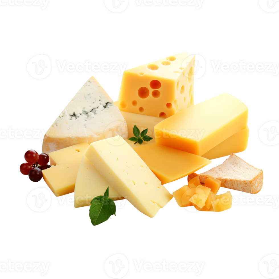 Pieces of cheese, created with png