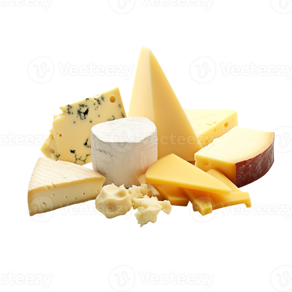 Pieces of cheese, created with png