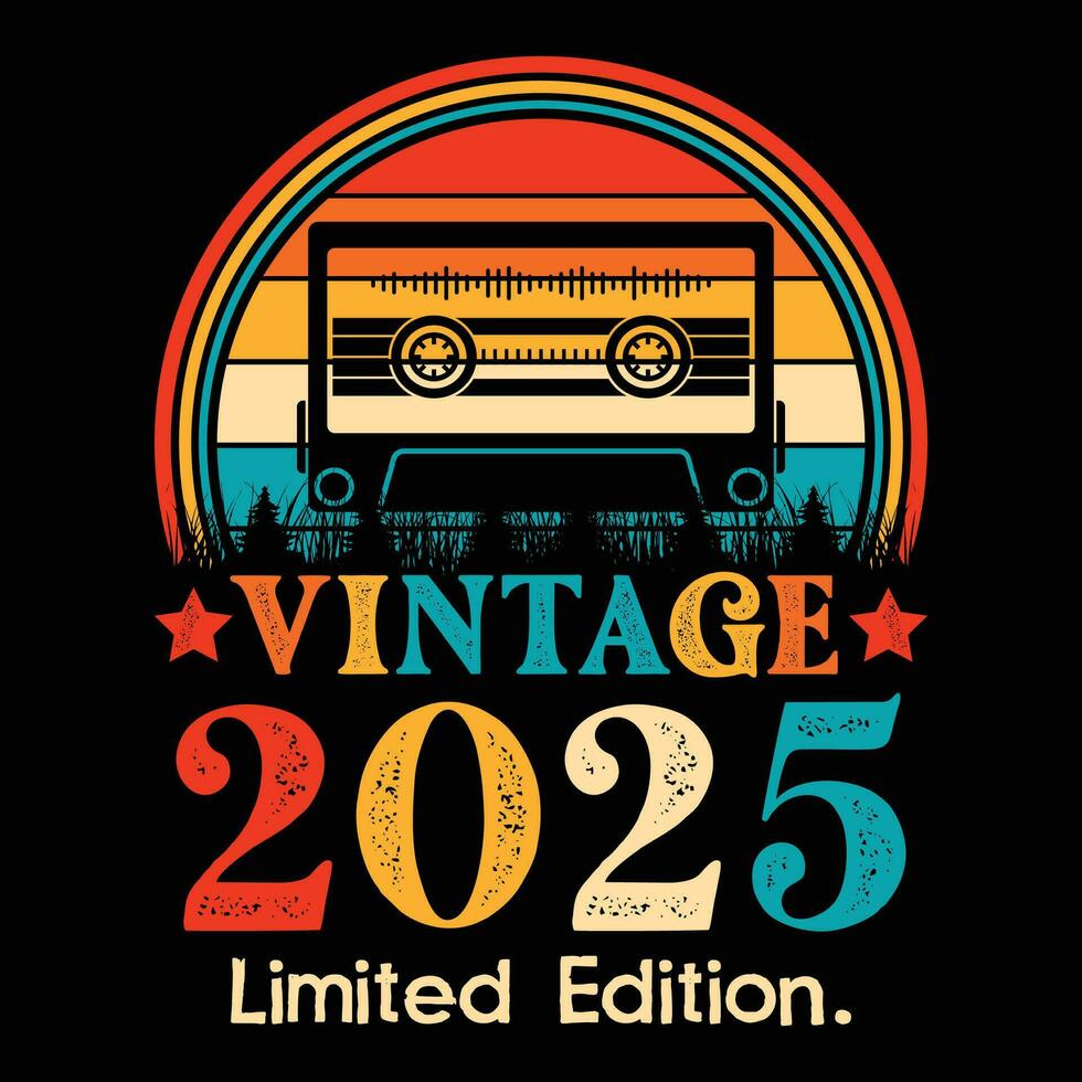 Vintage 2025 Limited Edition Cassette Tape vector