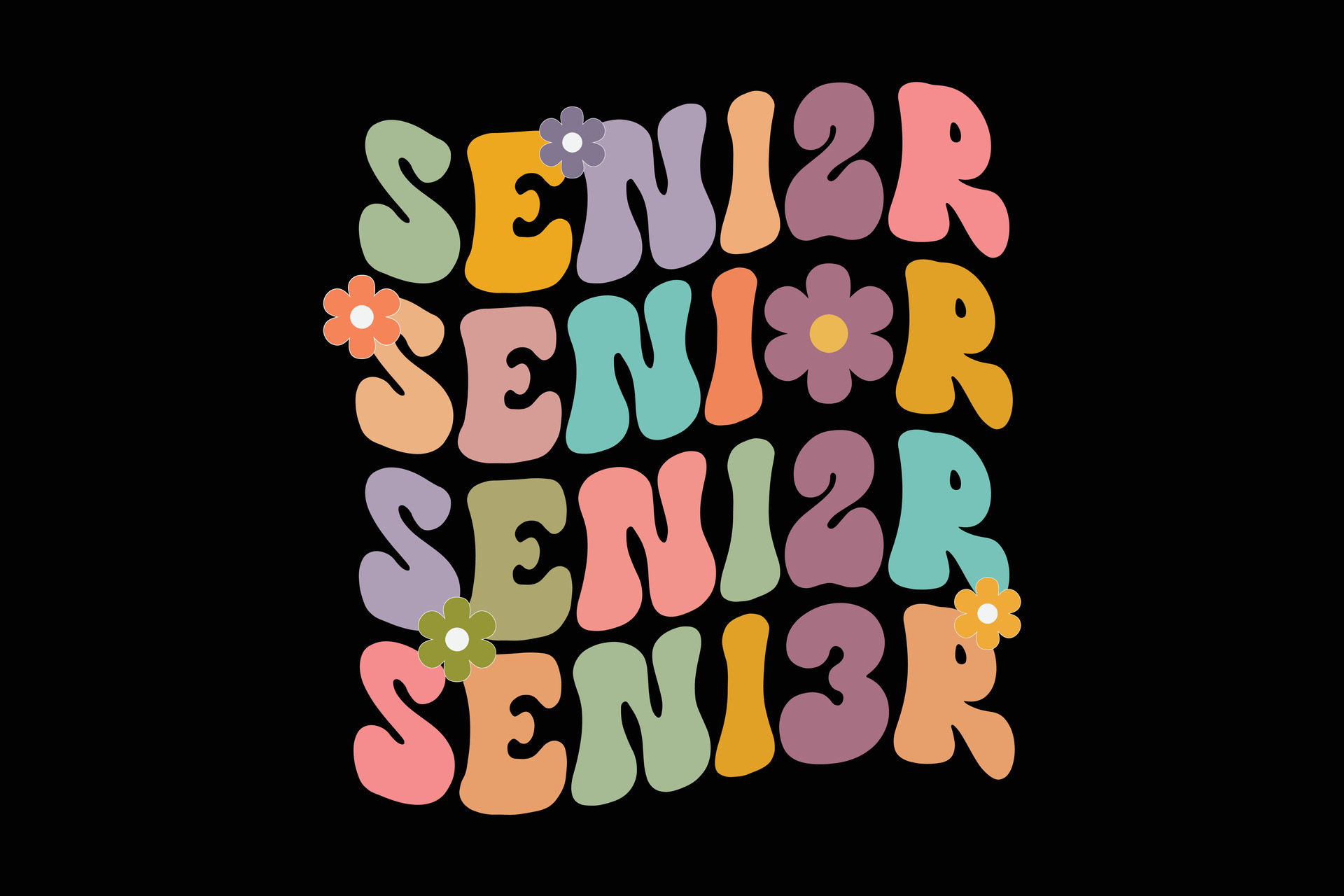 Class of 23 Senior 2023 Graduation Retro Groovy Wavy T Shirt Design ...