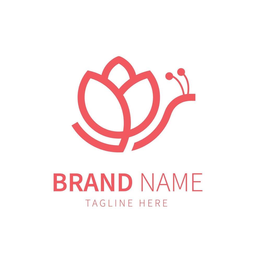 snail logo with a minimalist flower combination vector