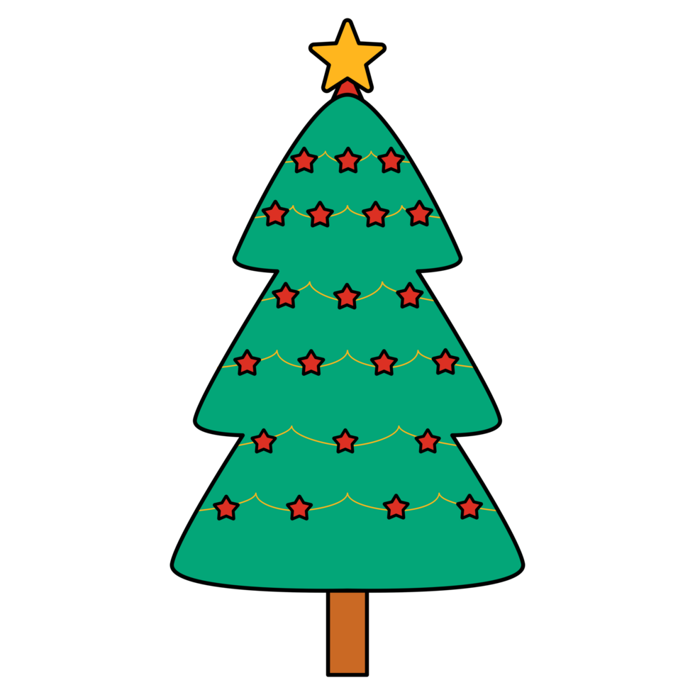 une Noël arbre avec décorations dans une coloré Noël concept 2 png