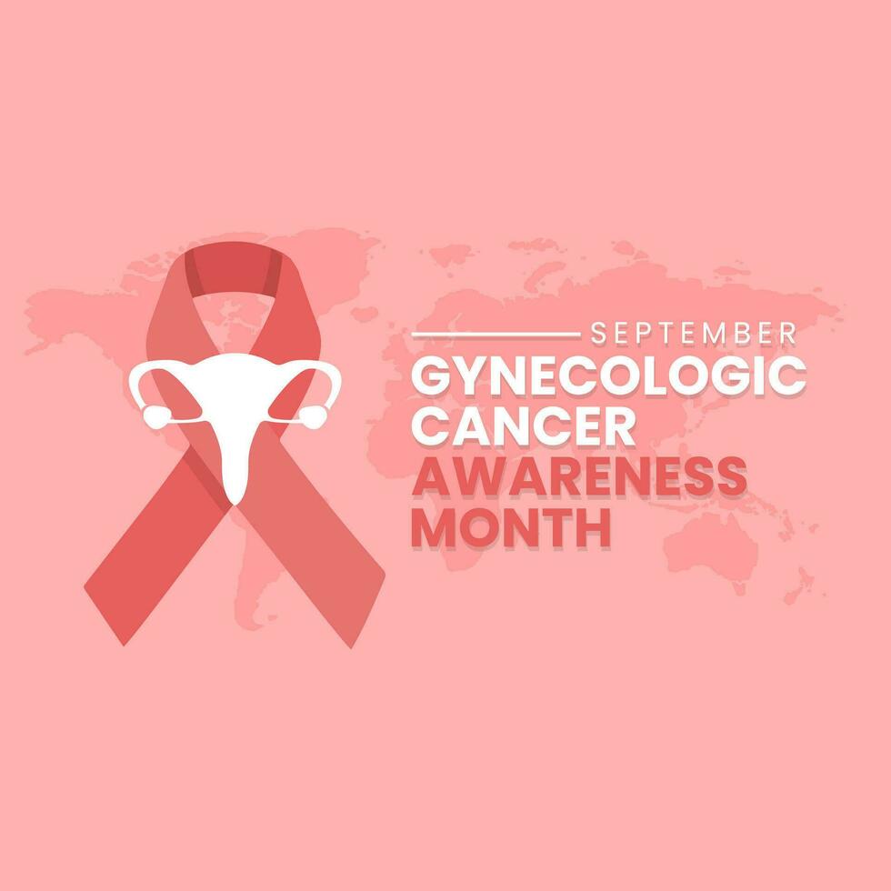 Vector illustration design concept of gynecologic cancer awareness month observed on every september. Female reproductive system symbol