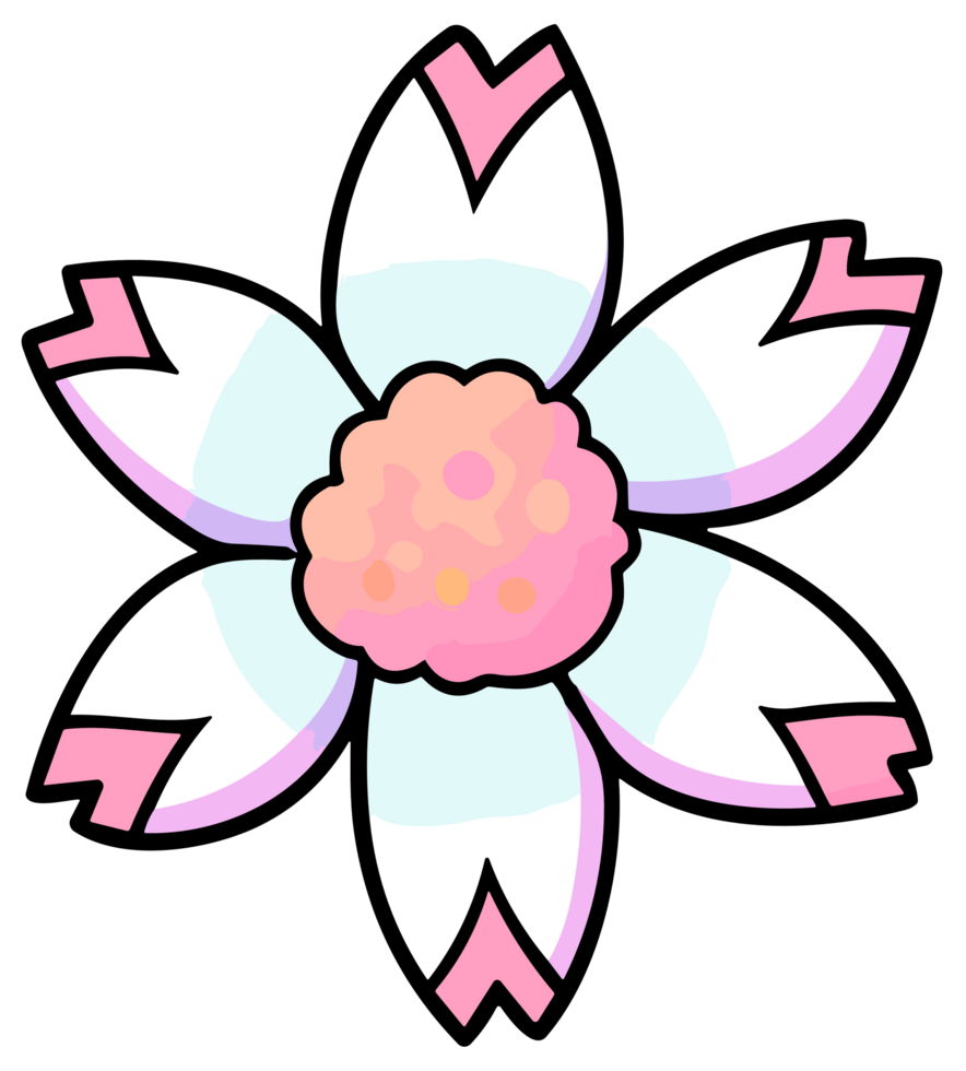 ai generiert ein einstellen von ein Bündel von anders farbig Blumen auf ein Weiß Hintergrund, kawaii Chibi, Karton, Hand gezeichnet png