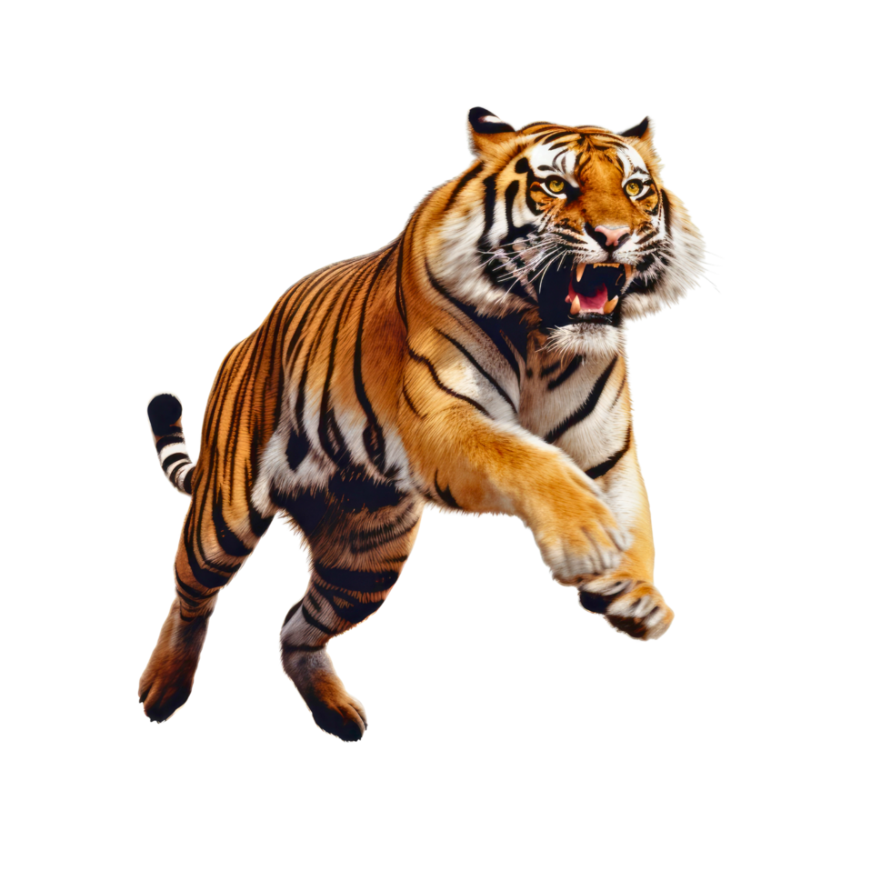 AI Generated bengal tiger images in various motions transparent background png