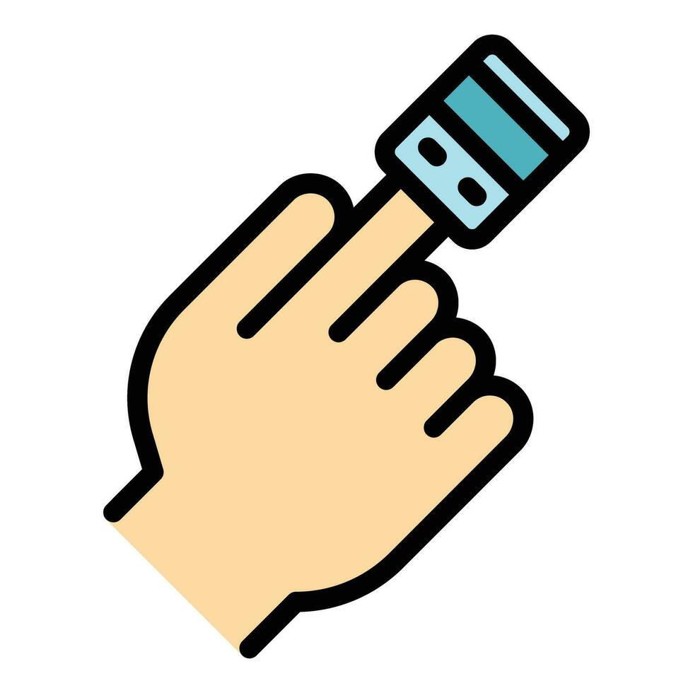 Finger oximeter icon vector flat