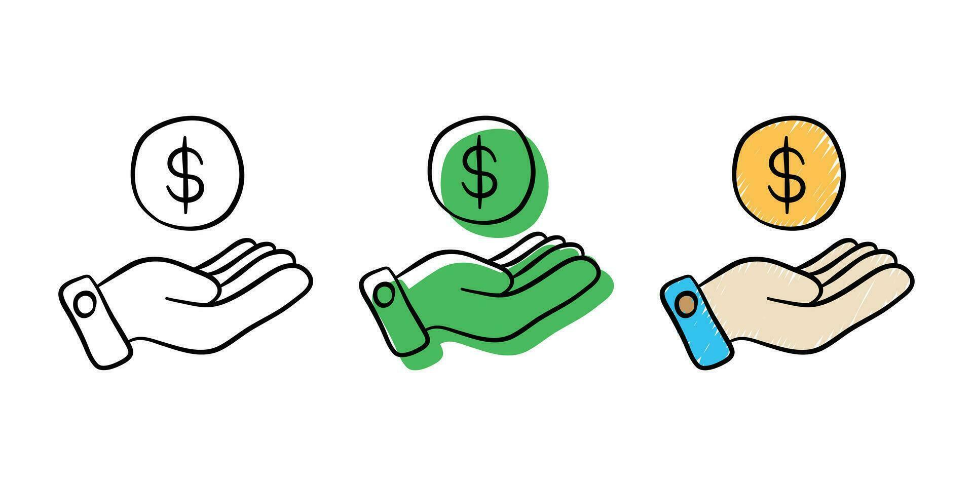 set of hand drawn illustration financial icon with color variant vector