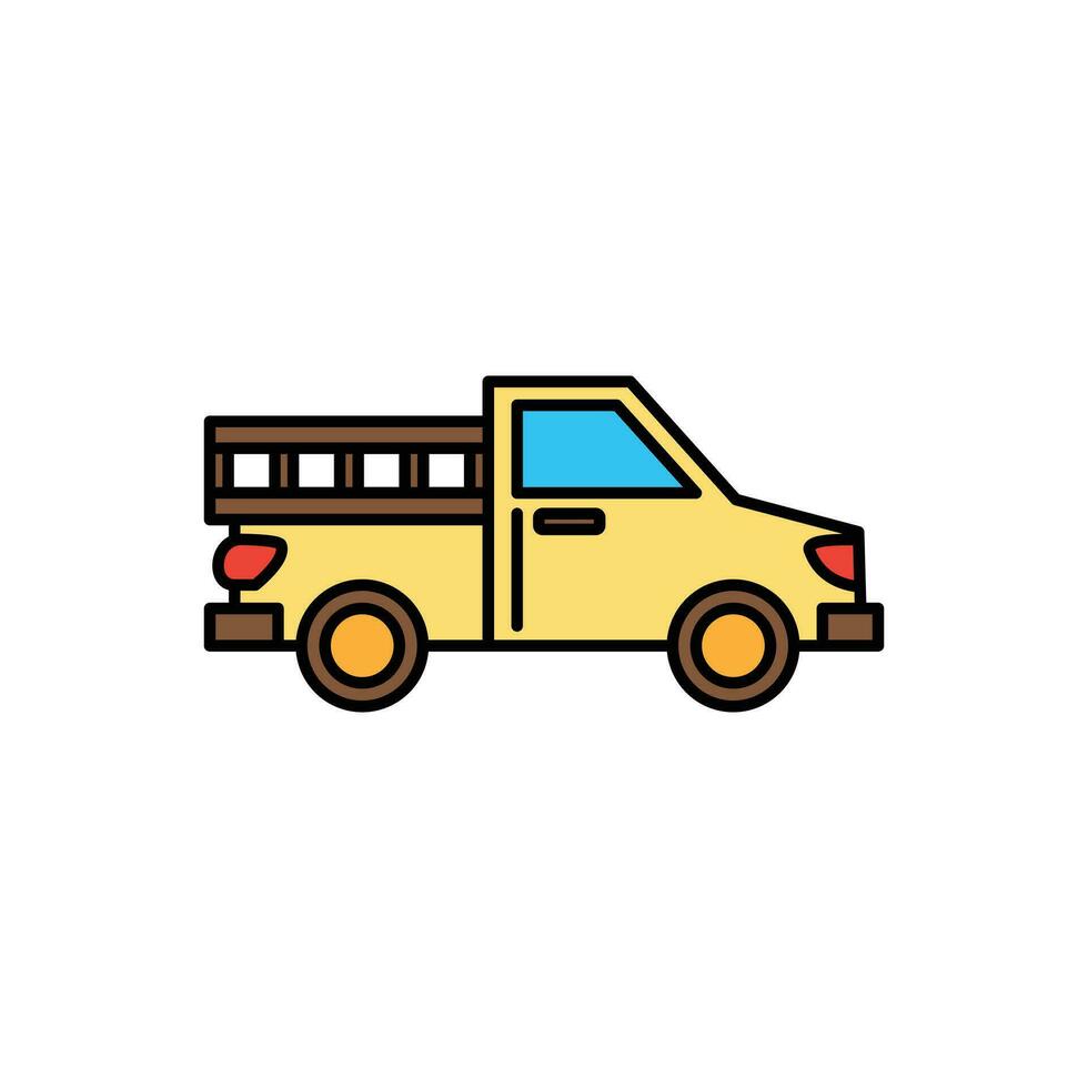 cute cartoon color outlined transportation vehicle icon vector