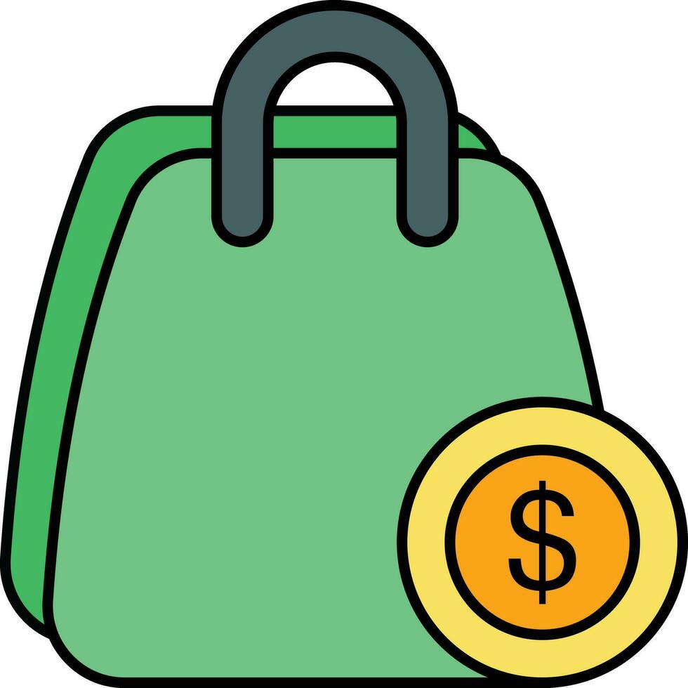 Shopping cash color outline icon design style vector