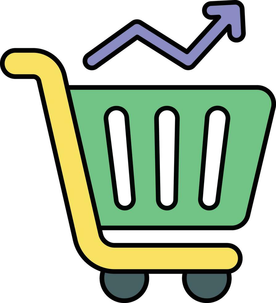 Cart Growth color outline icon design style vector