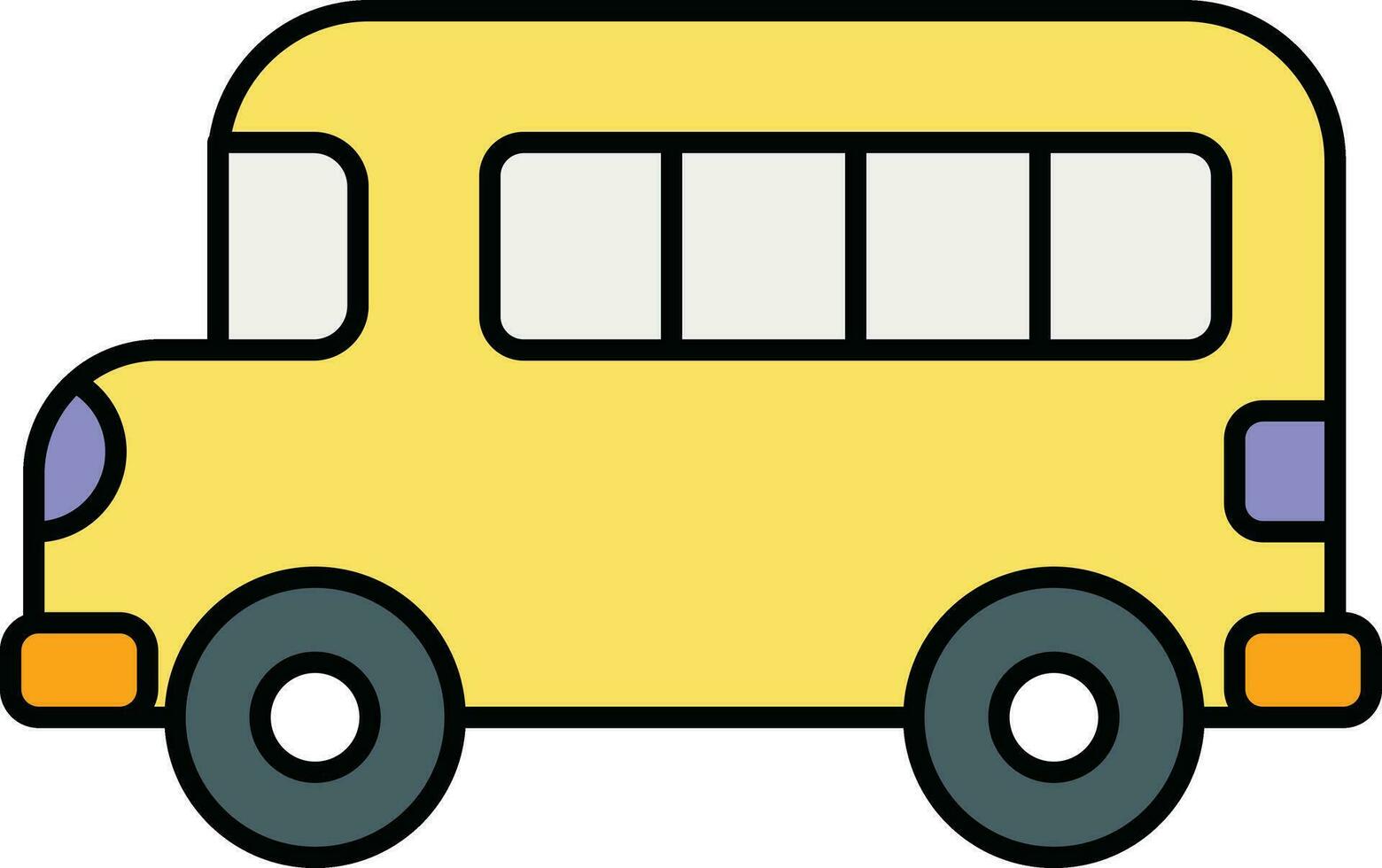 School Bus color outline icons design style vector