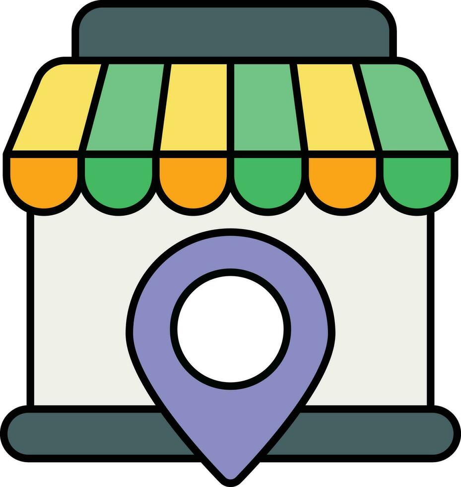 Shop Location color outline icon design style vector