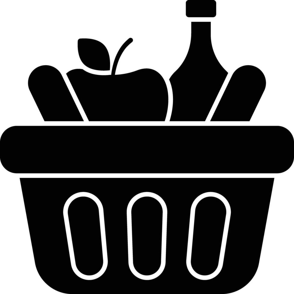 tienda de comestibles cesta glifo icono diseño estilo vector