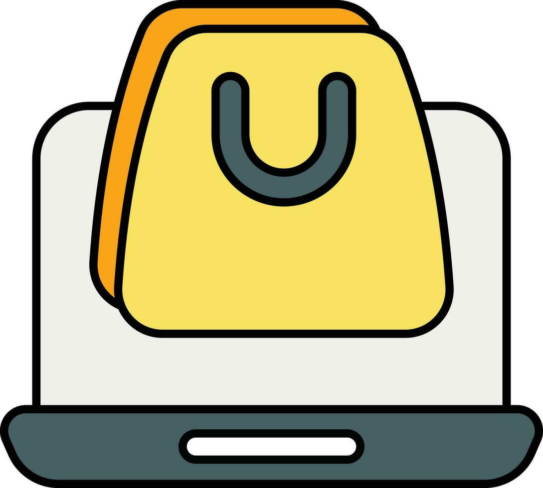 en línea compras color contorno icono diseño estilo vector