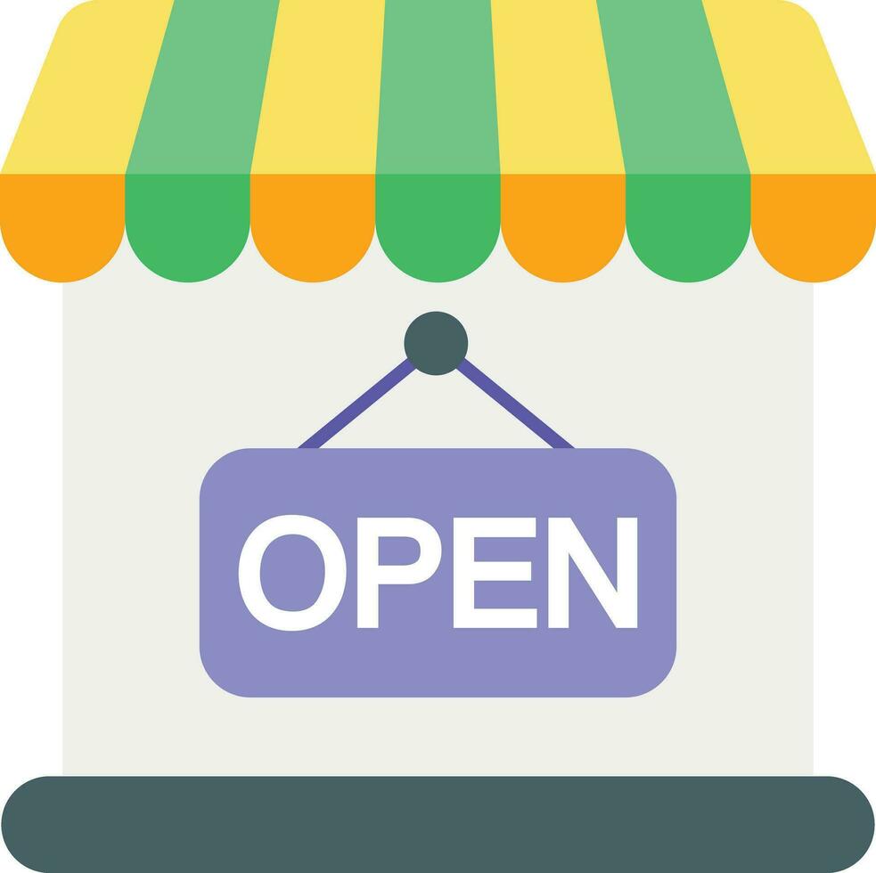 Shop Open flat icon design style vector