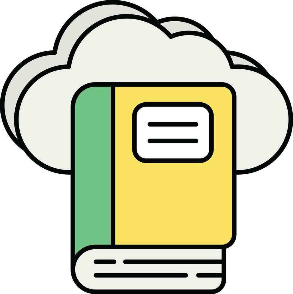 Cloud Book color outline icons design style vector