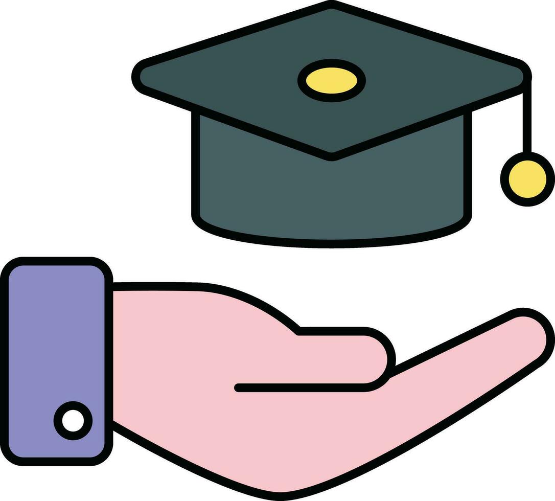 Graduate Cap color outline icons design style vector