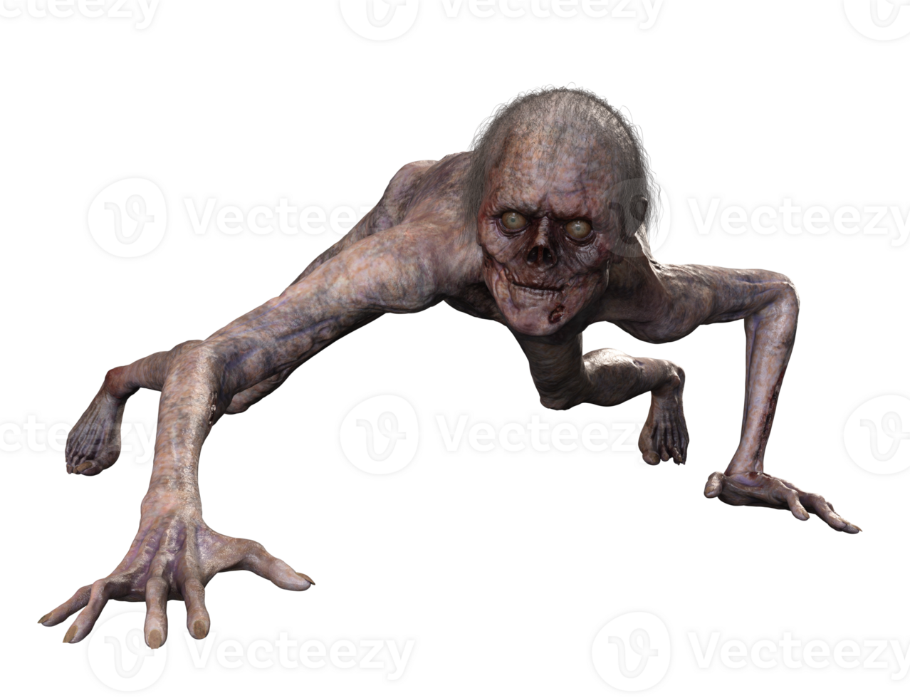 Zombie on transparent background, 3d render png