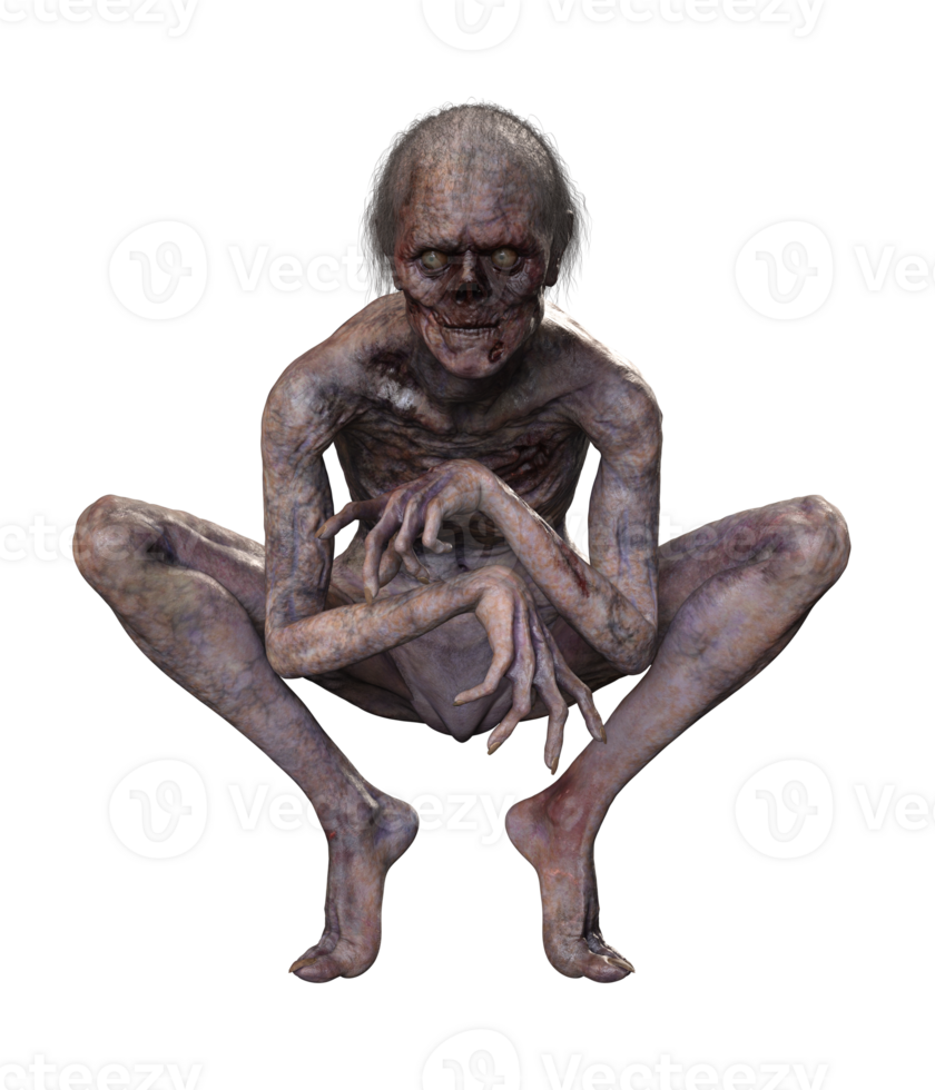 Zombie on transparent background, 3d render png